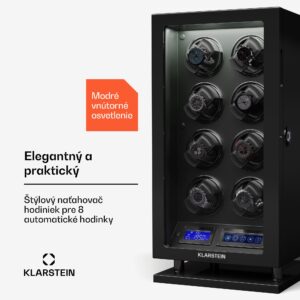 Klarstein Verdon 8, naťahovač hodiniek, na 8 hodiniek, 3 režimy, 5 rýchlostí, LED, diaľkové ovládanie