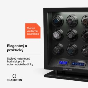 Klarstein Verdon 9, naťahovač hodiniek, na 9 hodiniek, 3 režimy, 5 rýchlostí, LED, diaľkové ovládanie
