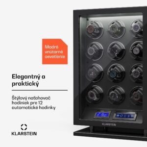 Klarstein Verdon 12, naťahovač hodiniek, na 12 hodiniek, 3 režimy, 5 rýchlostí, LED, diaľkové ovládanie