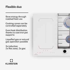 Klarstein MultiChef 4, indukčná a plynová varná doska, 4 varné zóny, 2 plynové horáky, 2 indukčné varné dosky, FlexZone