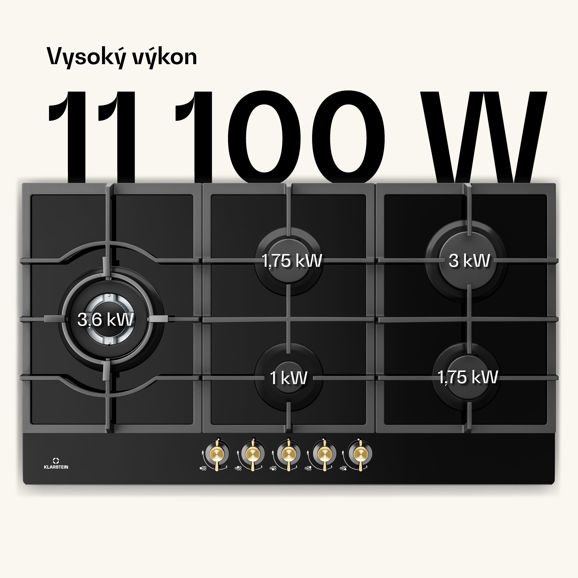 Klarstein Victoria Chef Edition, plynová varná doska, 5 zón – Obrázok 2