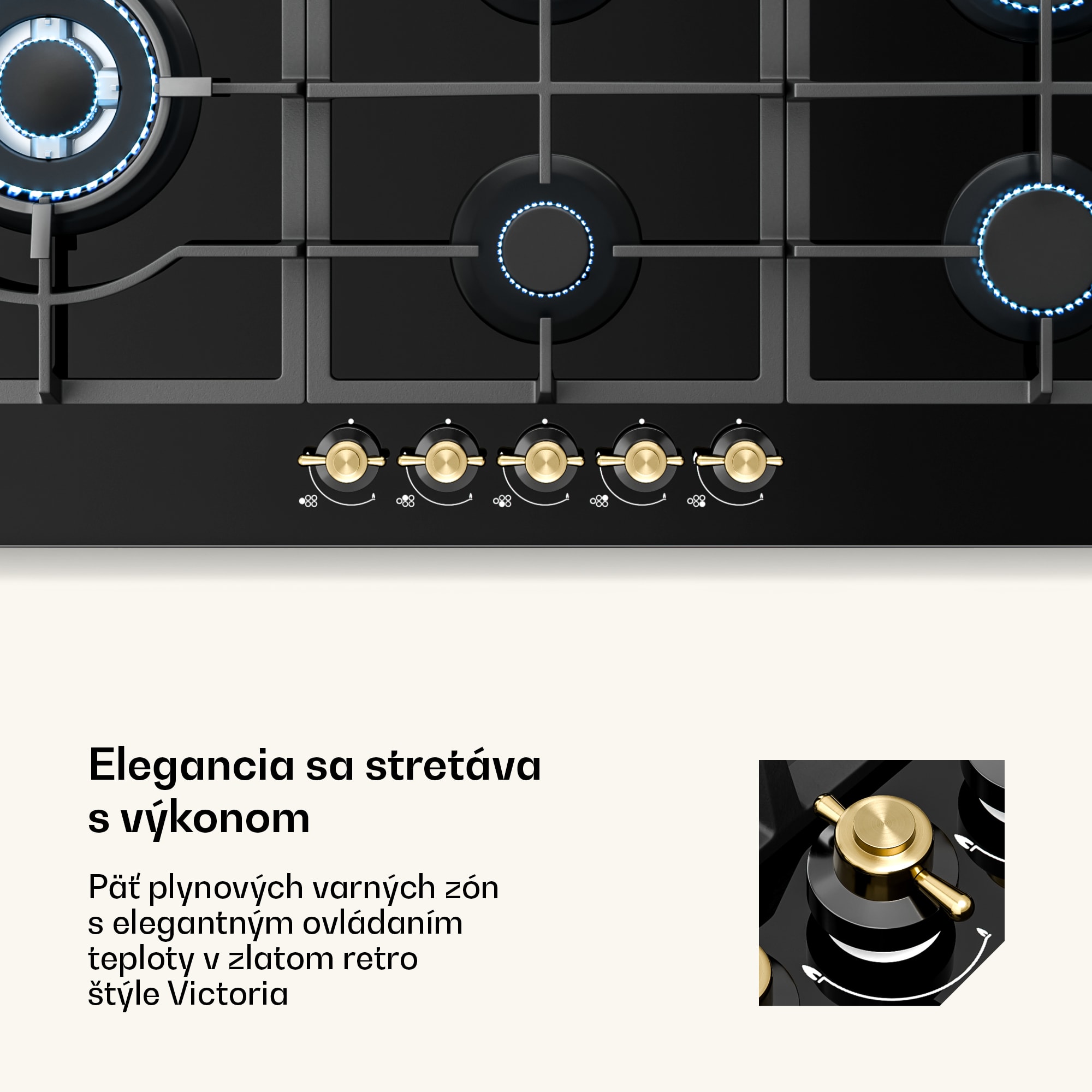 Klarstein Victoria Chef Edition, plynová varná doska, 5 zón – Obrázok 3