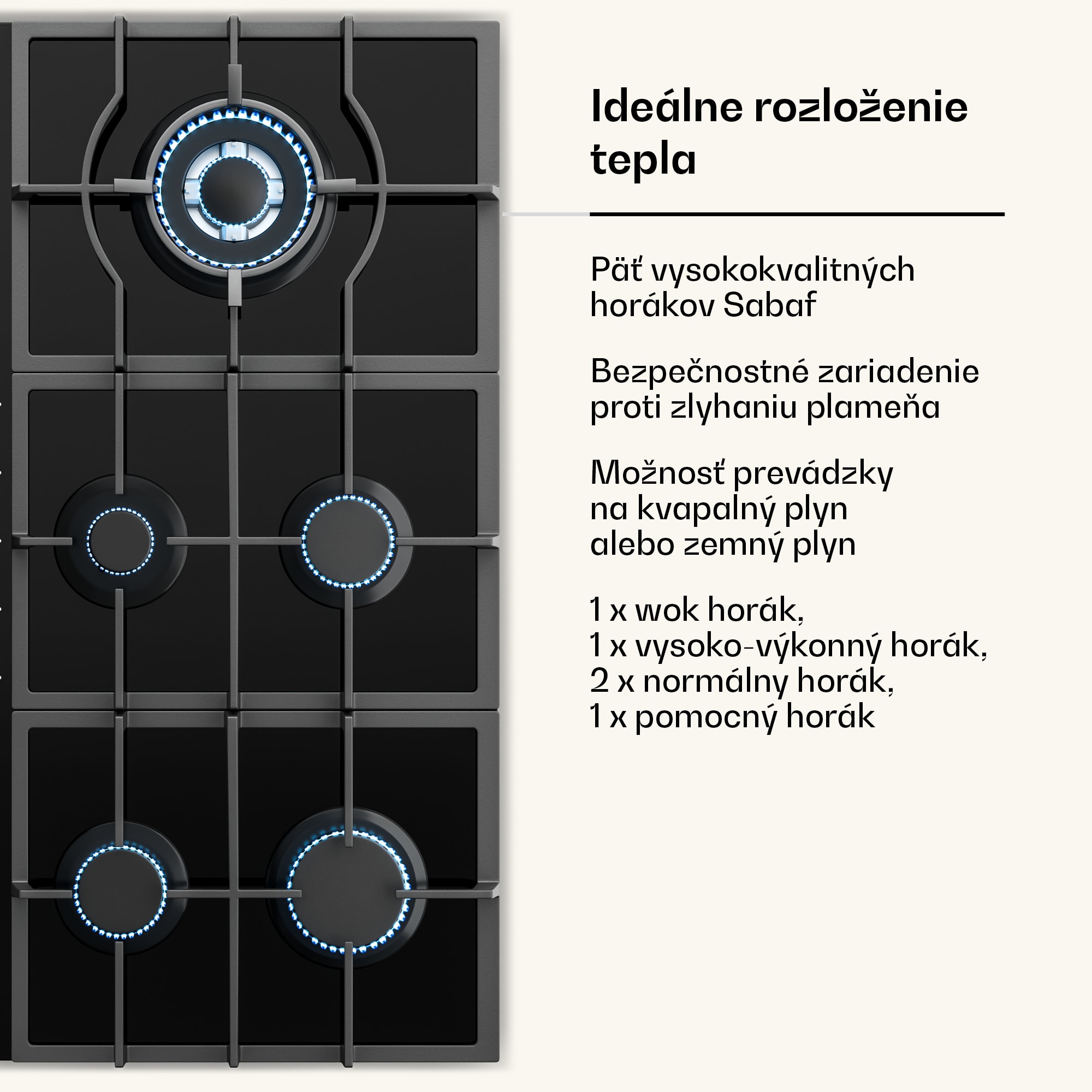 Klarstein Victoria Chef Edition, plynová varná doska, 5 zón – Obrázok 4