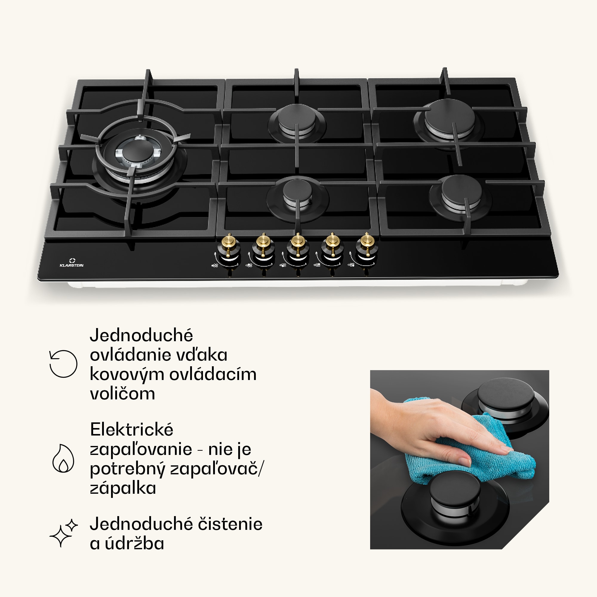 Klarstein Victoria Chef Edition, plynová varná doska, 5 zón – Obrázok 5