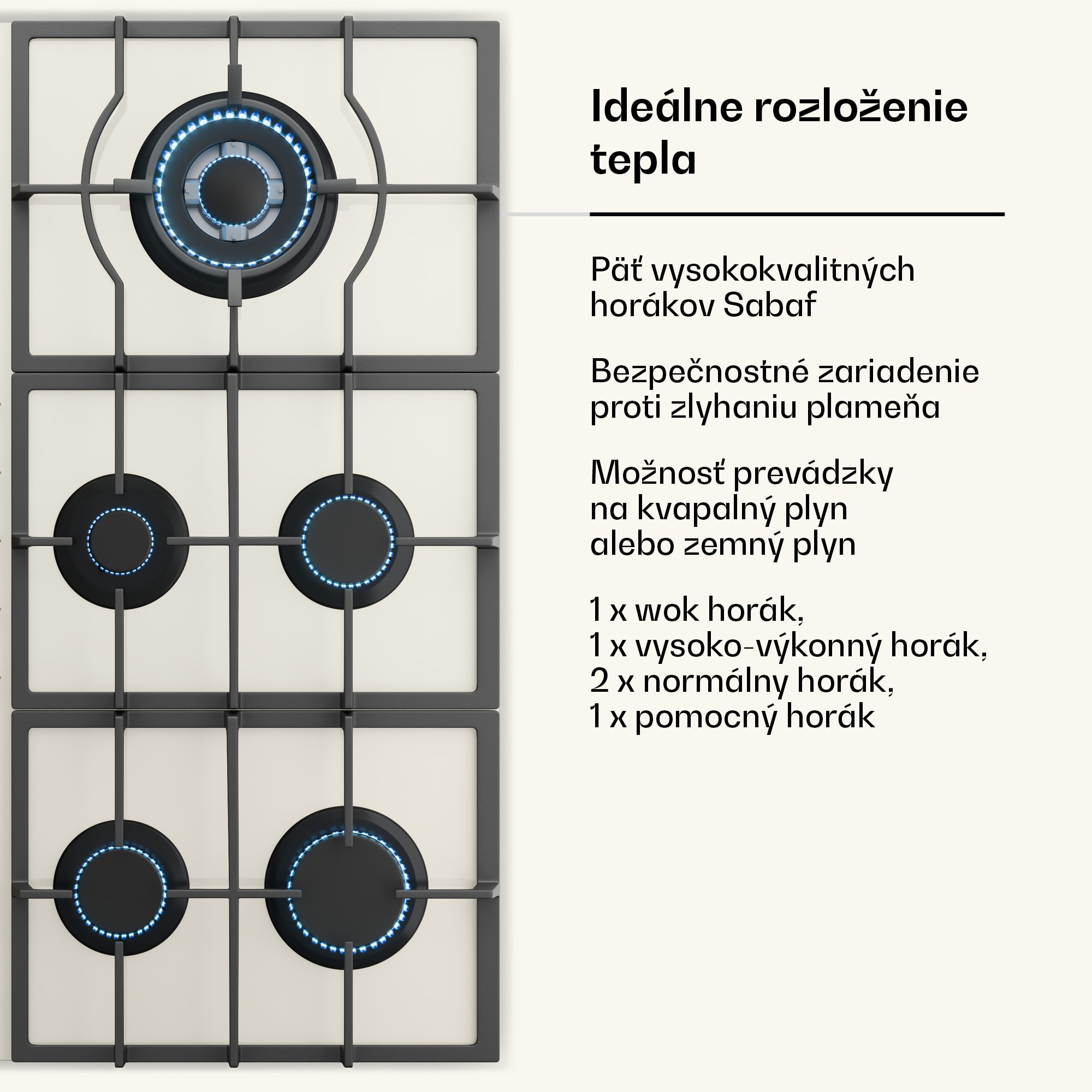 Klarstein Victoria Chef Edition, plynová varná doska, 5 zón – Obrázok 4