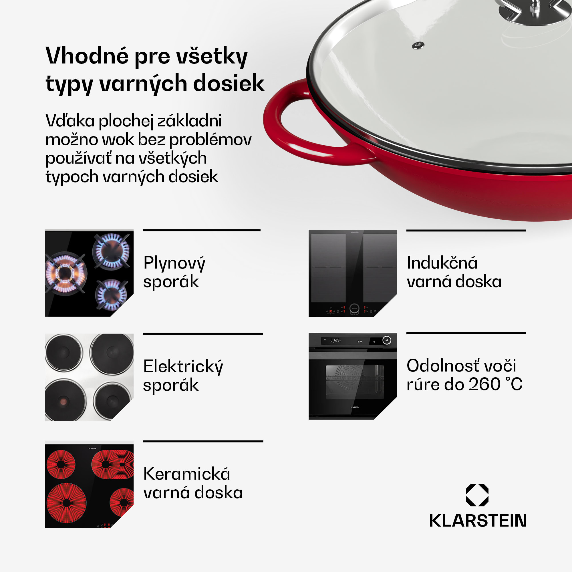 Wok Klarstein Jersey - červený – Obrázok 2