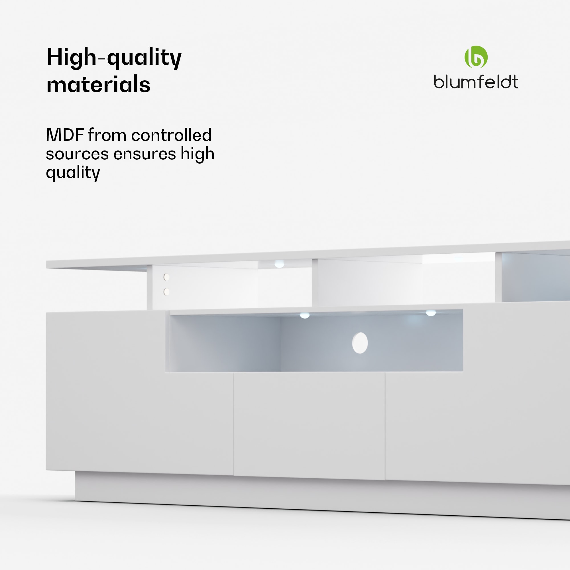 Blumfeldt Perth Lowboard, TV skrinka, 150 x 35 x 50 cm, LED – Obrázok 5