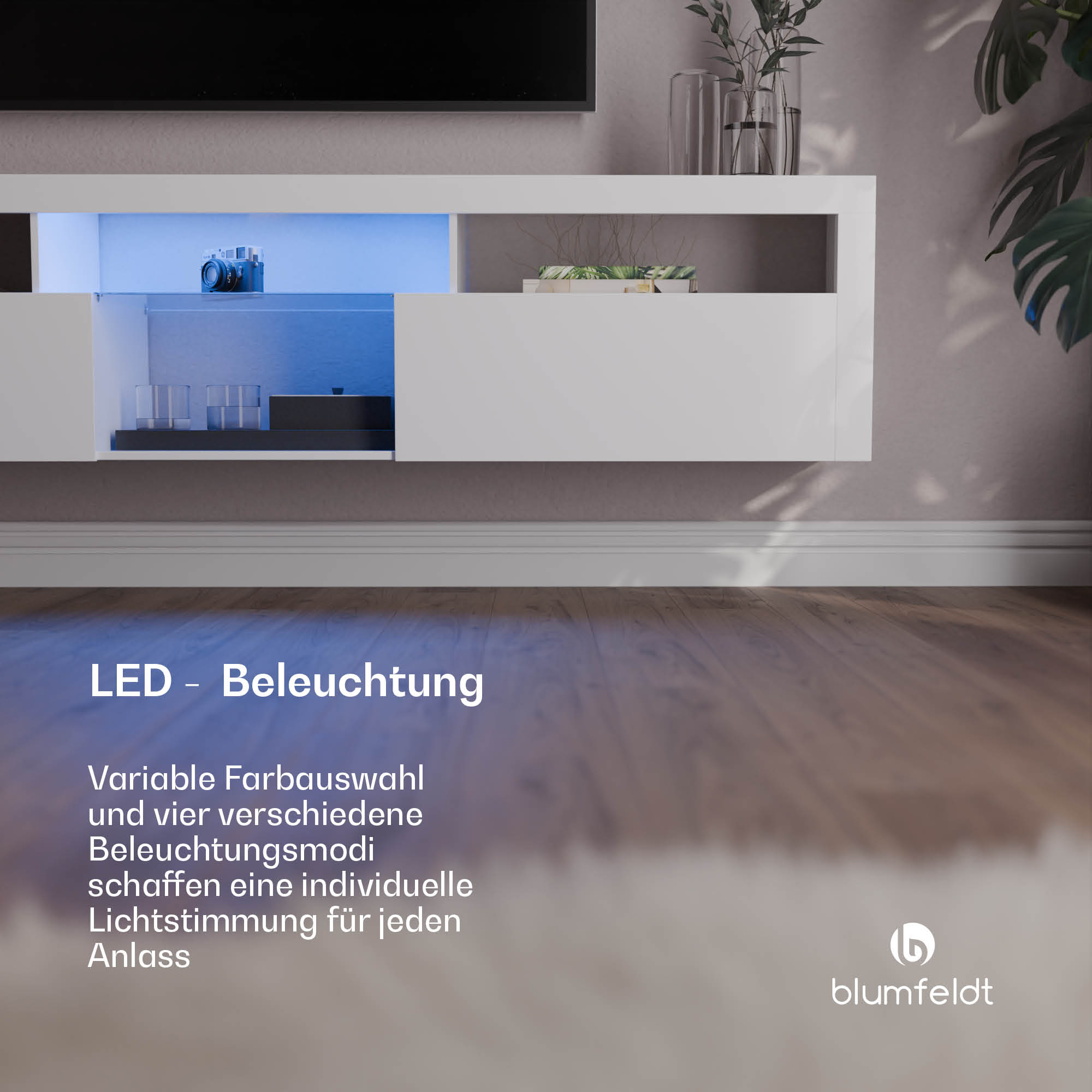 Blumfeldt Elgin, TV skrinka, 150 x 30 x 40 cm, LED – Obrázok 2