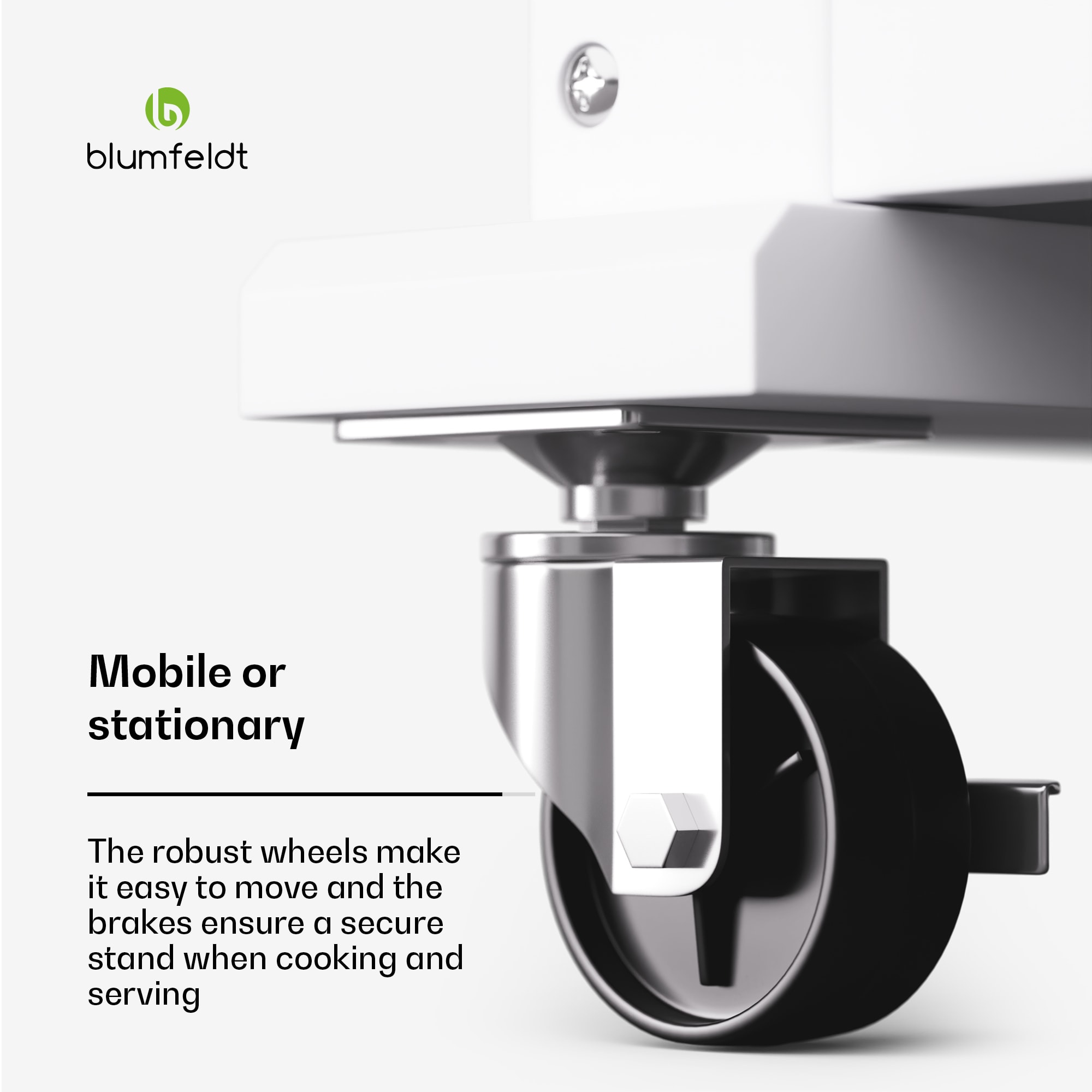 Blumfeldt Etsu, servírovací vozík, výsuvná pracovná doska, 1 zásuvka, kolieska s parkovacou brzdou, úložný priestor, jednoduché čistenie – Obrázok 5
