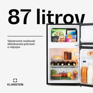 Klarstein Big Daddy Cool, kombinovaná chladnička, 61/26 l, 40 dB, energet. trieda F, čierna