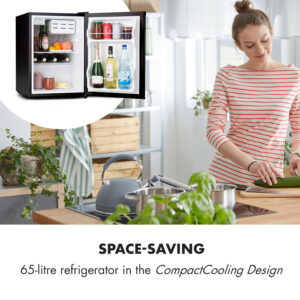 Klarstein Cool Kid, mini chladnička, 66 l, mraziaci priečinok 4 l, 41 dB, energet. trieda F, čierna