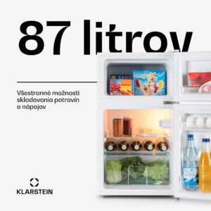 Klarstein Big Daddy Cool, kombinovaná chladnička, 61/26 l, 40 dB, energet. trieda F, biela