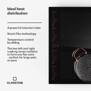 Klarstein Masterzone 60 Flex, indukčná varná doska, max. 9600 W, vstavaná, 4 Flex zóny, technológia ThermoBoost, Smart Flex