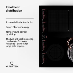 Klarstein Masterzone 60 Hybrid, indukčná varná doska, vstavaná, max. 9600 W, 4 Flex zóny, technológia ThermoBoost, Smart Flex