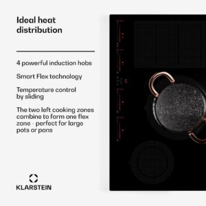 Klarstein Masterzone 77 Hybrid, indukčná varná doska, max. 7200 W, vstavaná, 4 Flex zóny, technológia ThermoBoost, Smart Flex