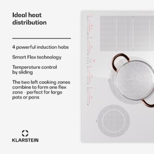 Klarstein Masterzone 77 Hybrid, indukčná varná doska, max. 7200 W, vstavaná, 4 Flex zóny, technológia ThermoBoost, Smart Flex