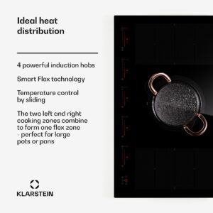 Klarstein Masterzone 90 Flex, indukčná varná doska, max. 12 600 W, vstavaná, 5 zón, 2 Flex zóny, technológia ThermoBoost, Smart Flex