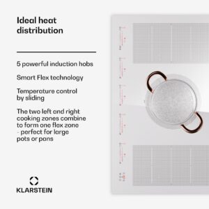 Klarstein Masterzone 90 Flex, indukčná varná doska, max. 12 600 W, vstavaná, 5 zón, 2 Flex zóny, technológia ThermoBoost, Smart Flex