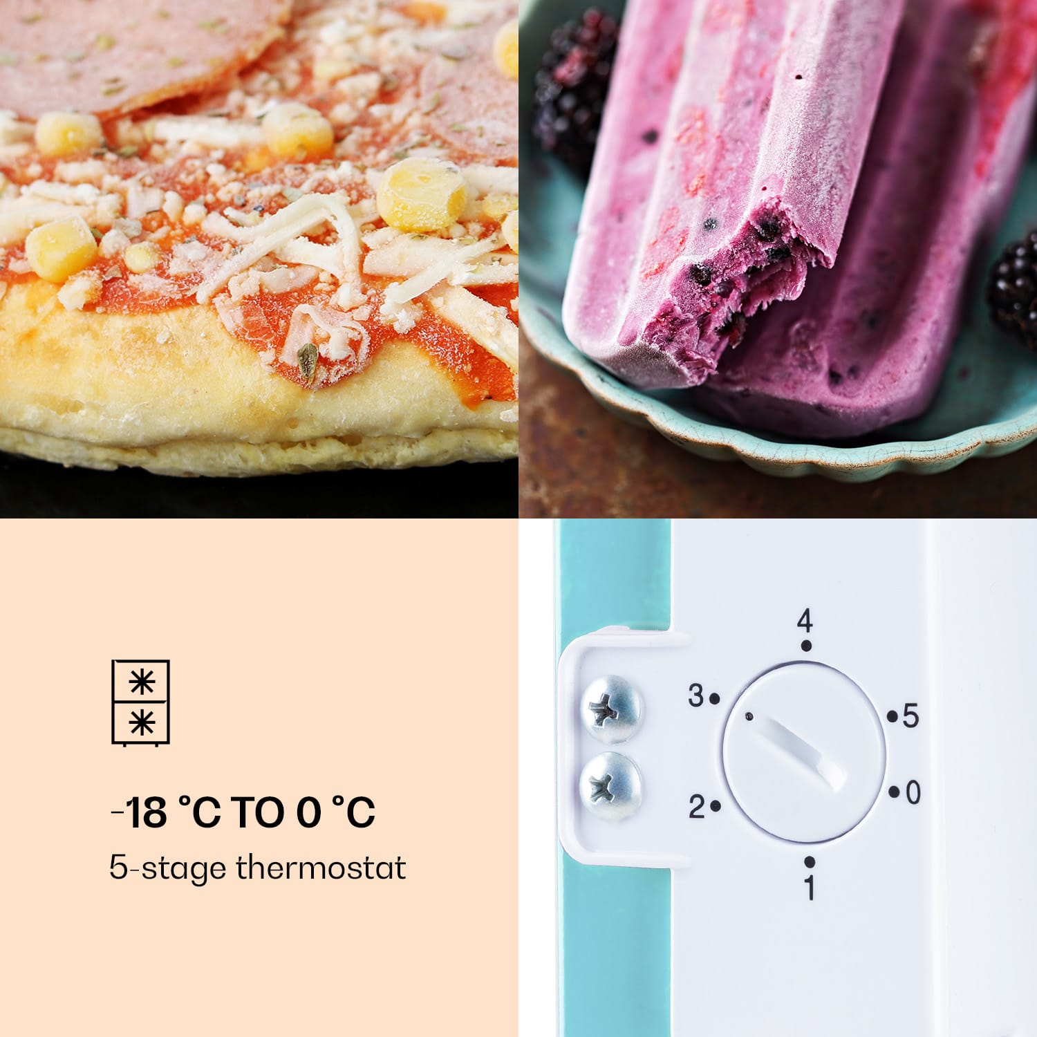 Klarstein Laika 60L, mraznička, 60 l, 3 zásuvky, teplota: -18 až 0 °C – Obrázok 4