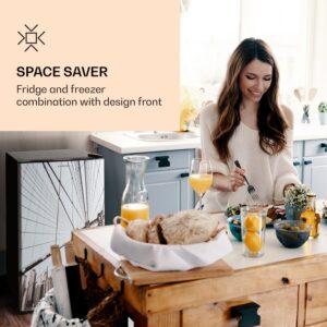 Klarstein CoolArt 79L, kombinovaná chladnička s mrazničkou, EEK E, mraziaci priestor 9 l, dizajnové dvere