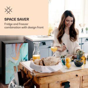 Klarstein CoolArt 79L, kombinovaná chladnička s mrazničkou, EEK E, mraziaci priestor 9 l, dizajnové dvere