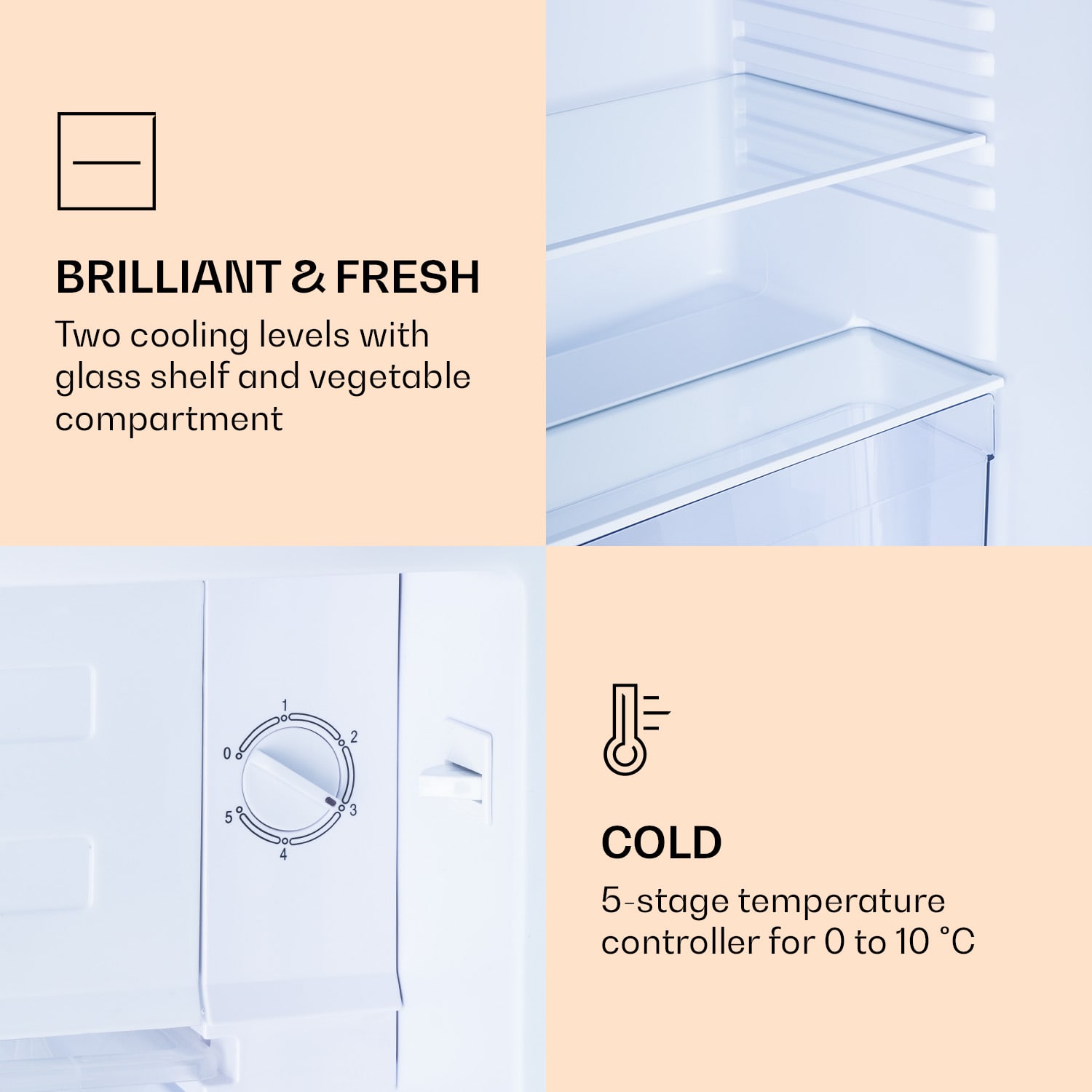 Klarstein CoolArt 79L, kombinovaná chladnička s mrazničkou, EEK E, mraziaci priestor 9 l, dizajnové dvere – Obrázok 4