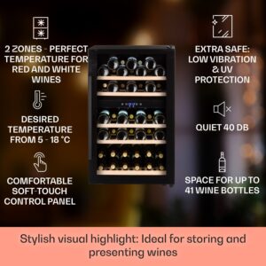 Klarstein Barossa 40D, vinotéka, 135 l, 2 zóny, 41 fliaš, sklenené dvere, dotyková