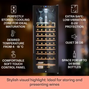 Klarstein Barossa 54 Uno, vinotéka, 155 l, 54 fliaš, sklenené dvere, dotykové ovládanie, LED