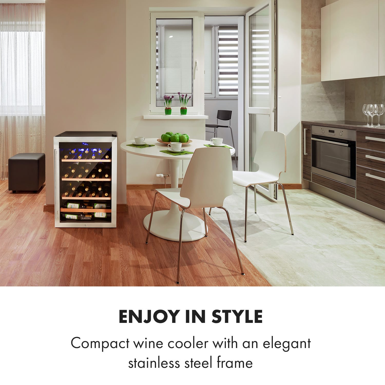 Klarstein Vinamour 48 Uno, vinotéka, 128 l, 48 fliaš, 3 police, 4–18°C, nehrdzavejúca oceľ