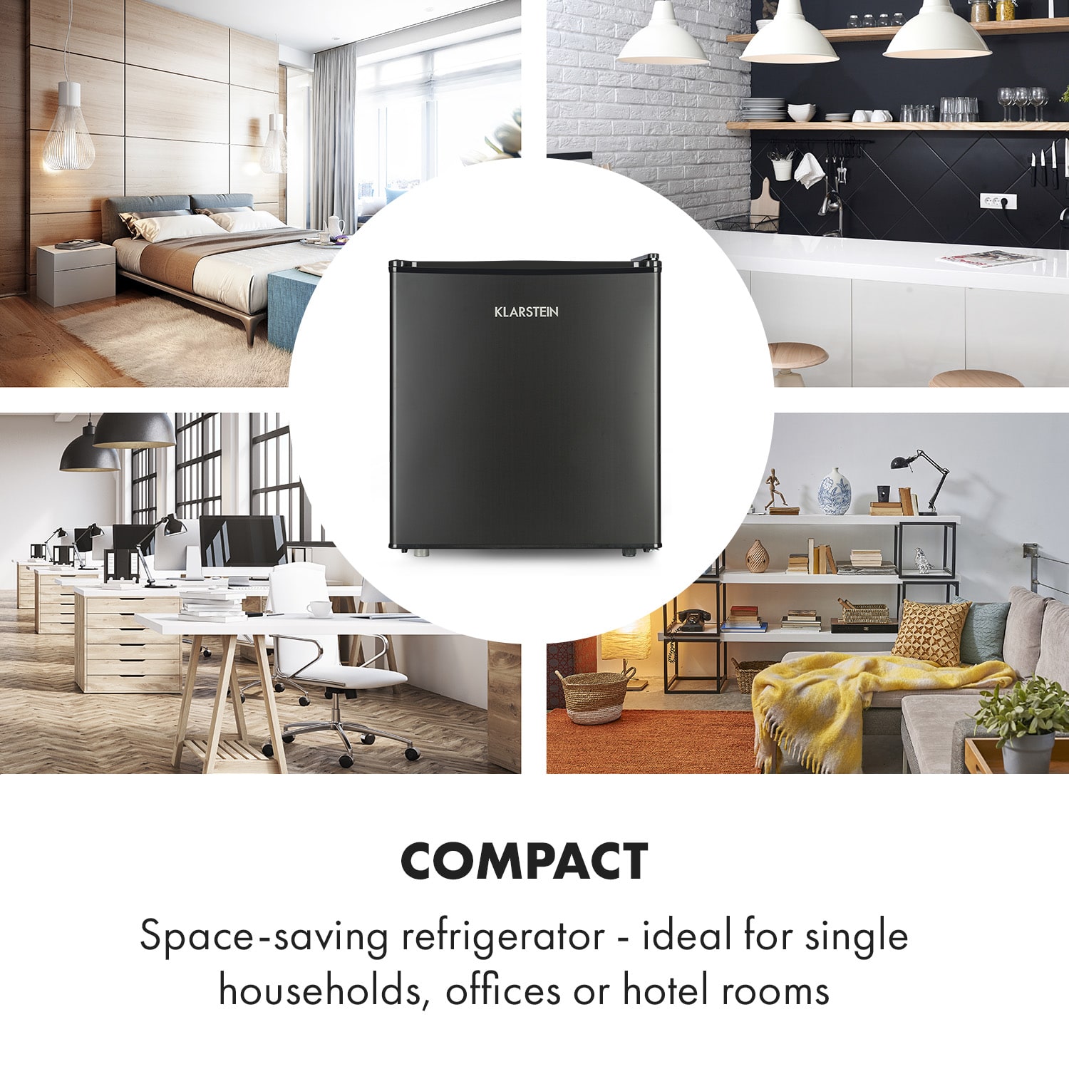 Klarstein Obsidian, chladnička, 46 l, priehradka na zeleninu – Obrázok 3