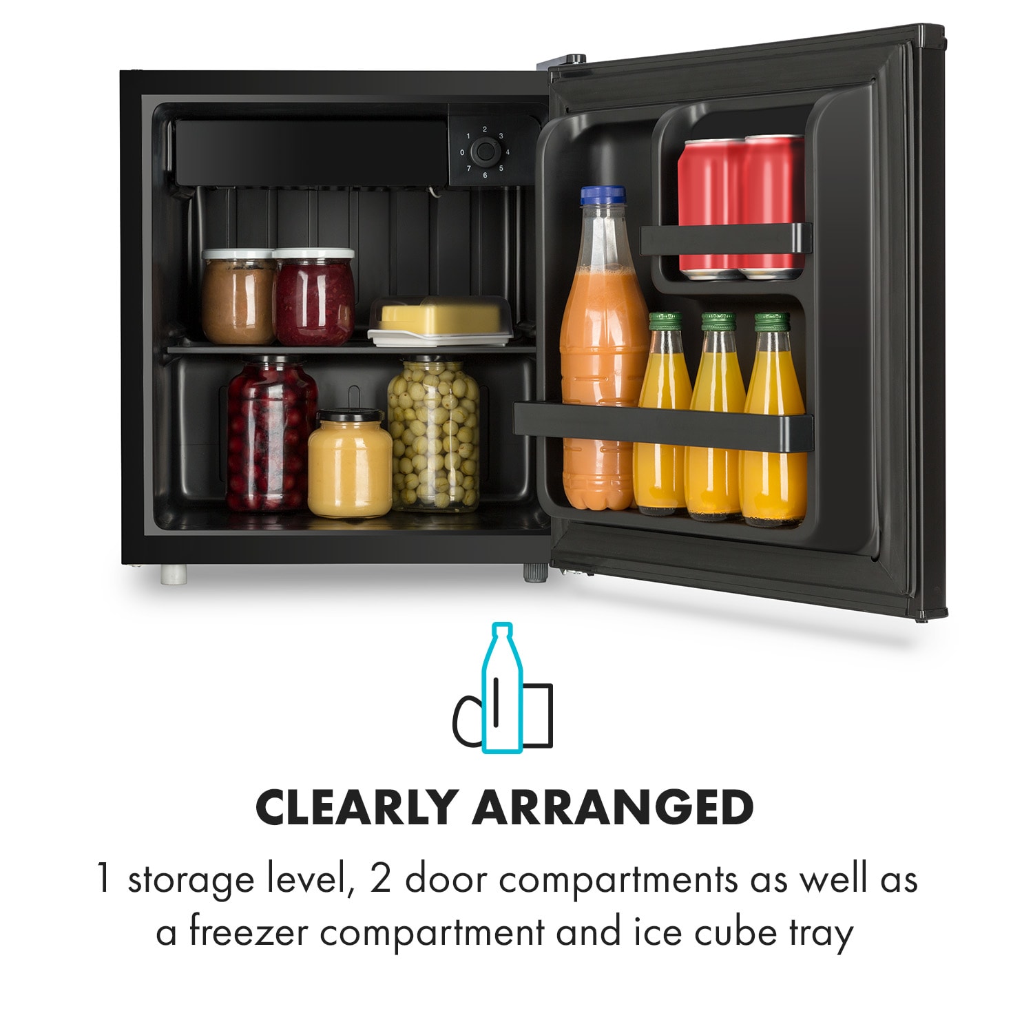 Klarstein Obsidian, chladnička, 46 l, priehradka na zeleninu – Obrázok 4