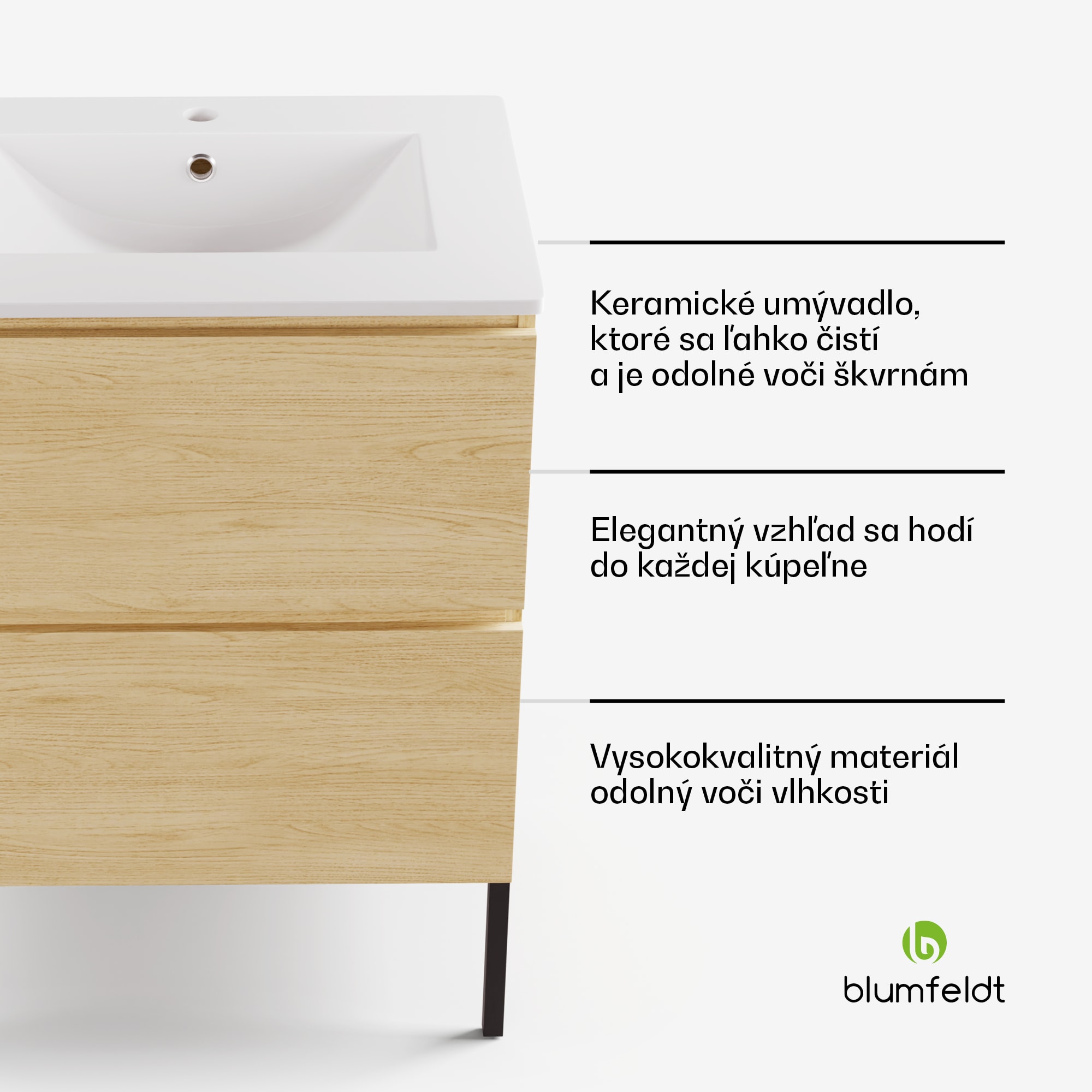 Blumfeldt Johnstone, umývadlo a skrinka do kúpeľne, 60 cm, keramické umývadlo – Obrázok 2