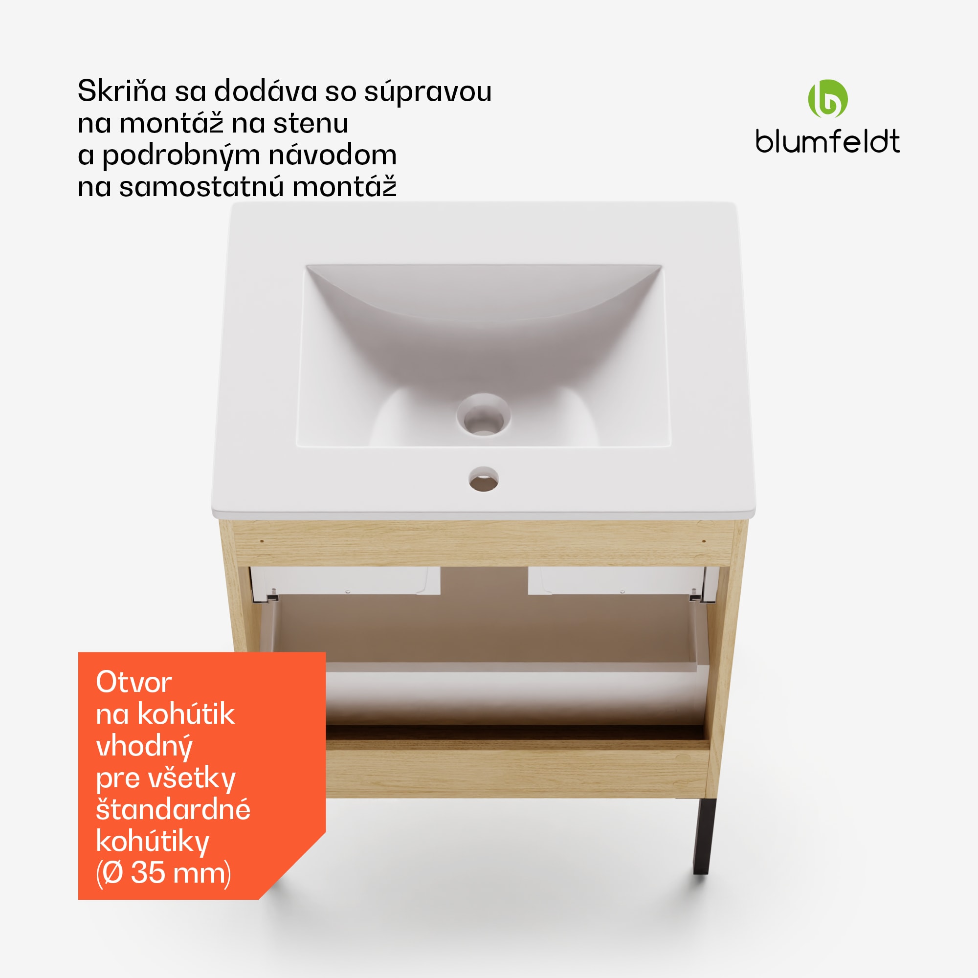 Blumfeldt Johnstone, umývadlo a skrinka do kúpeľne, 60 cm, keramické umývadlo – Obrázok 4