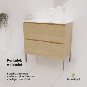 Blumfeldt Johnstone, umývadlo a skrinka do kúpeľne, 80 cm, keramické umývadlo, zatváranie Soft-Close