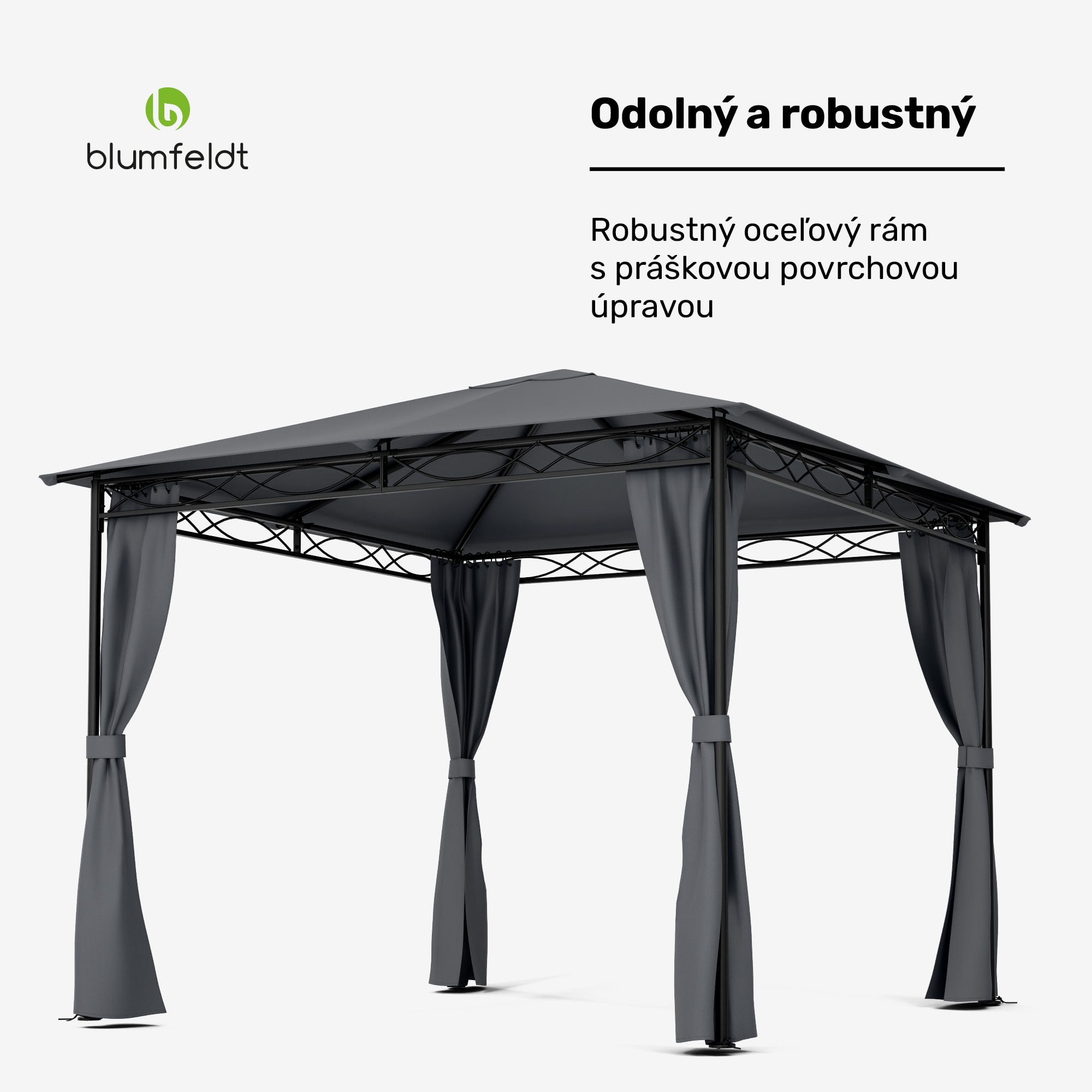 Blumfeldt Mondo, záhradný altánok, párty stan, oceľ, polyester, tmavosivý – Obrázok 2