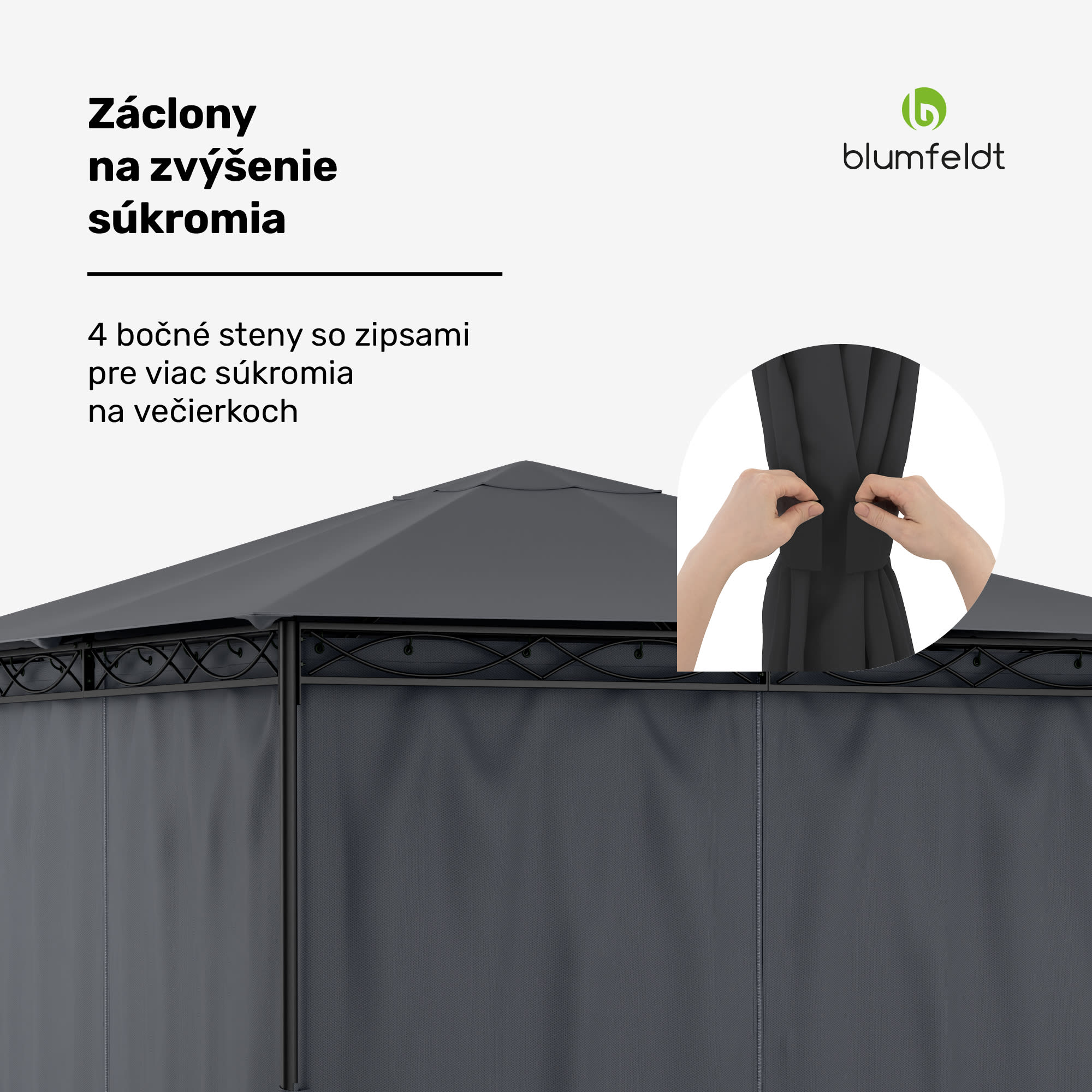 Blumfeldt Mondo, záhradný altánok, párty stan, oceľ, polyester, tmavosivý – Obrázok 3