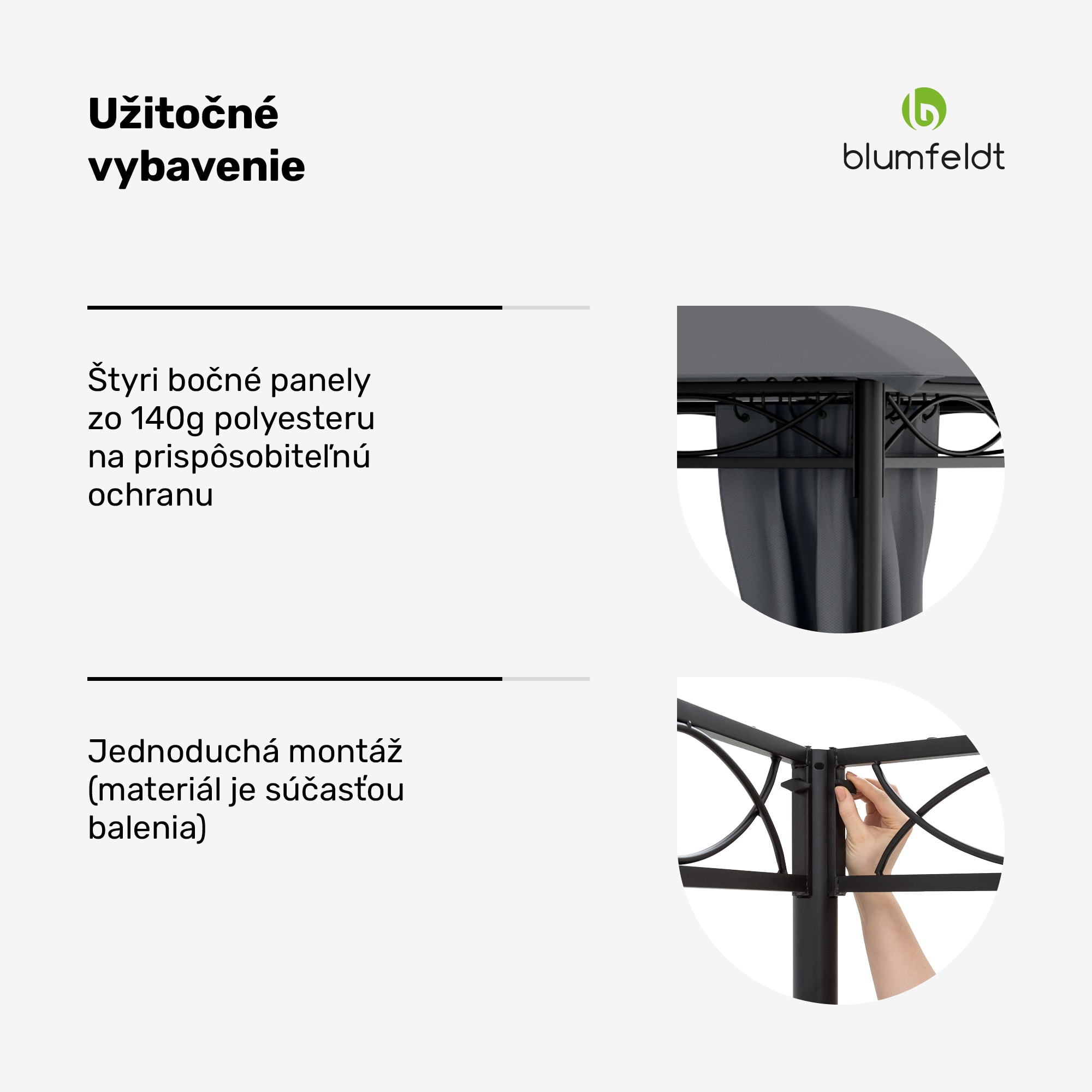 Blumfeldt Mondo, záhradný altánok, párty stan, oceľ, polyester, tmavosivý – Obrázok 4