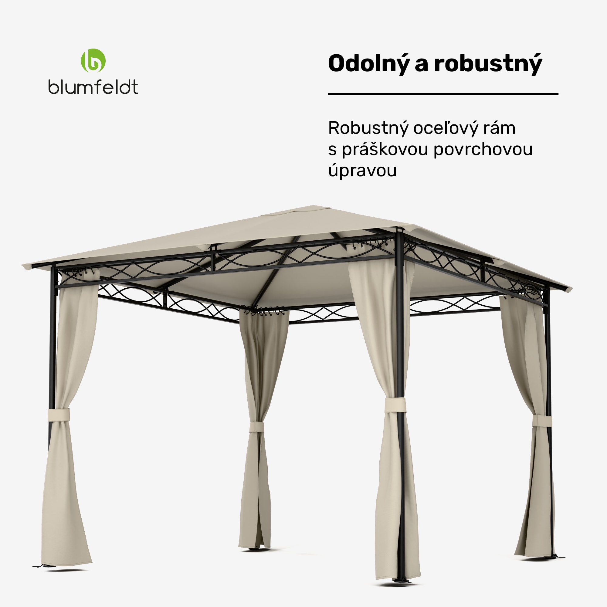 Blumfeldt Mondo, záhradný altánok, párty stan, 295 x 262 x 295, oceľ, polyester, béžový – Obrázok 2