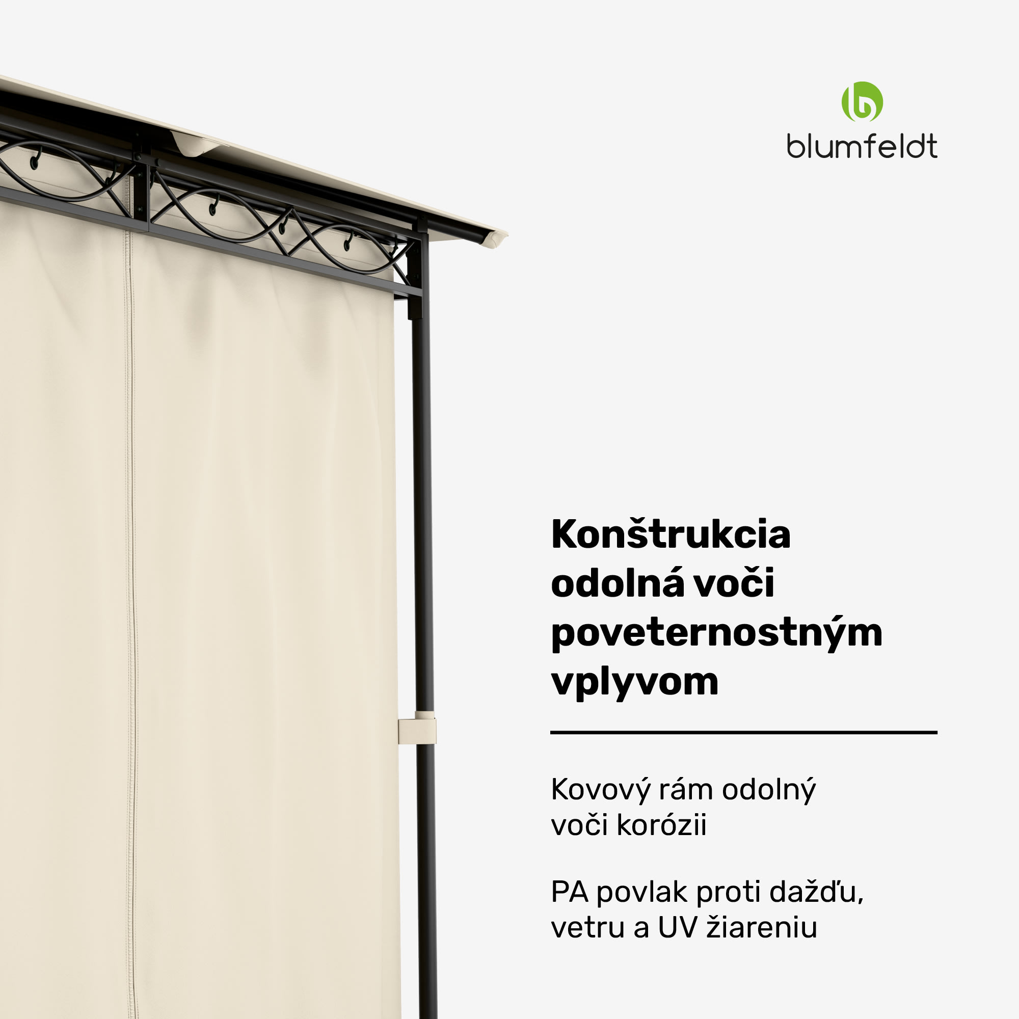 Blumfeldt Mondo, záhradný altánok, párty stan, 295 x 262 x 295, oceľ, polyester, béžový – Obrázok 5