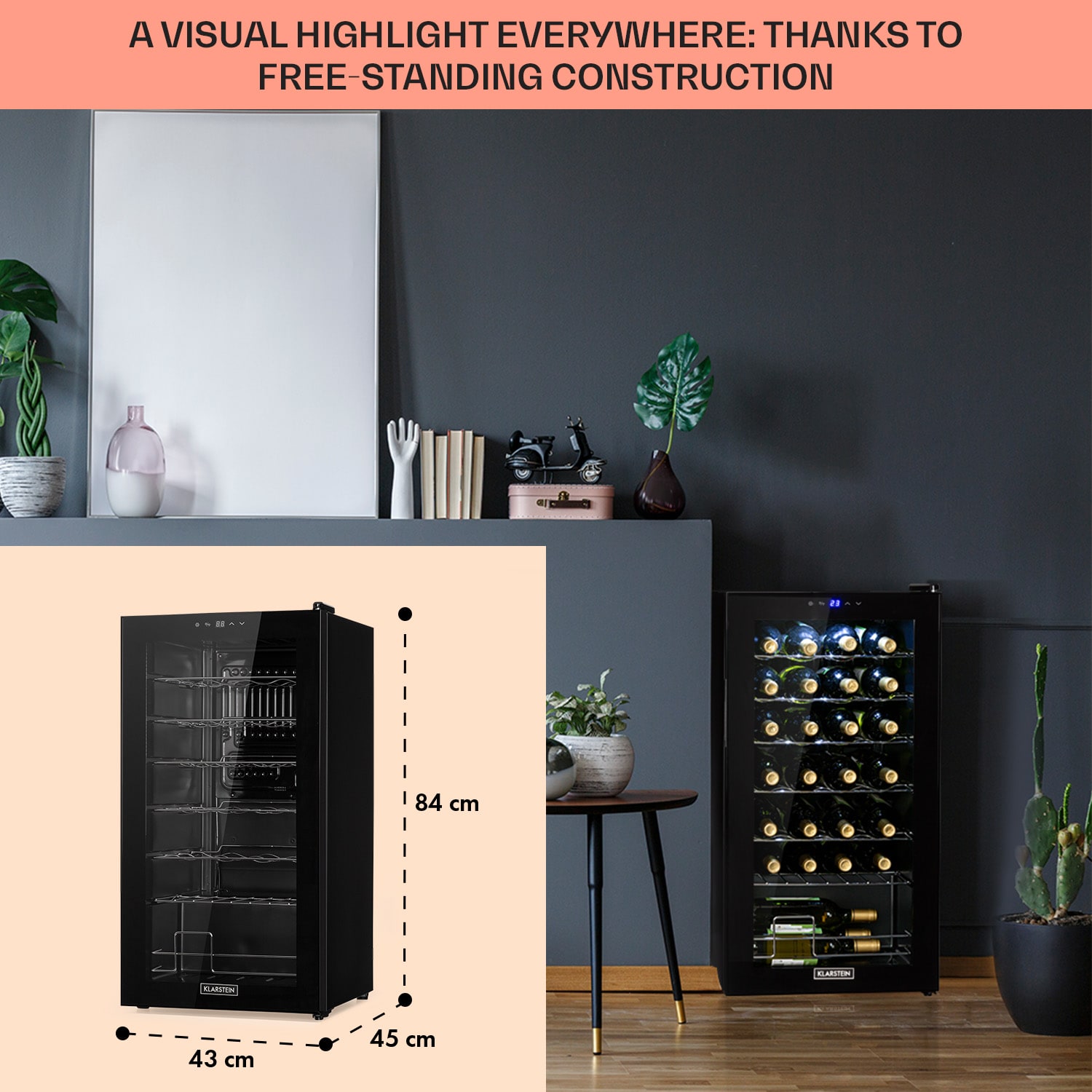 Klarstein Shiraz 28 Uno, vinotéka, 74 l, 28 fliaš, 5-18°C, dotykový ovládací panel – Obrázok 5