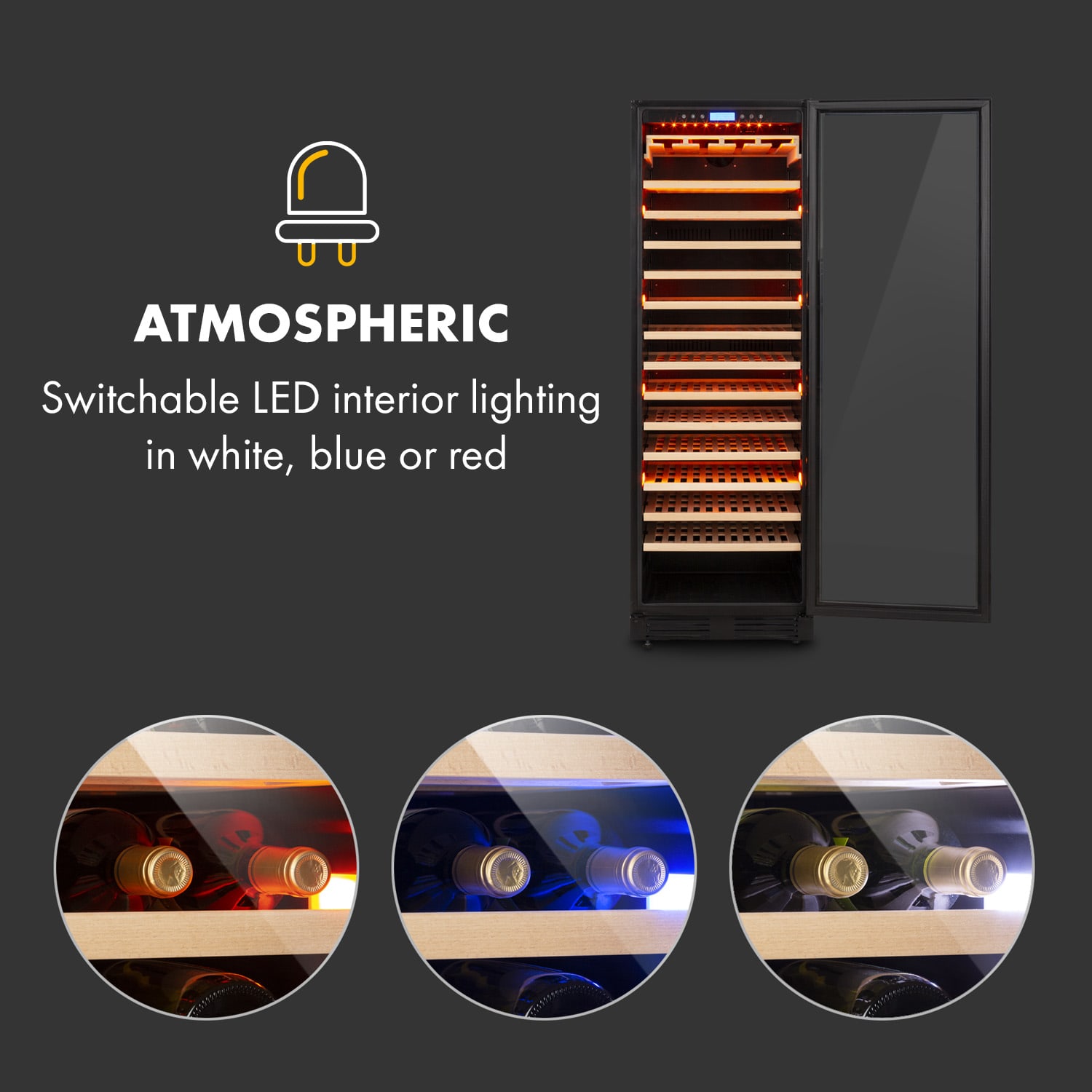 Klarstein Vinovilla Onyx Grande, veľkoobjemová vinotéka, 433 l, 165 fliaš, čierna – Obrázok 2