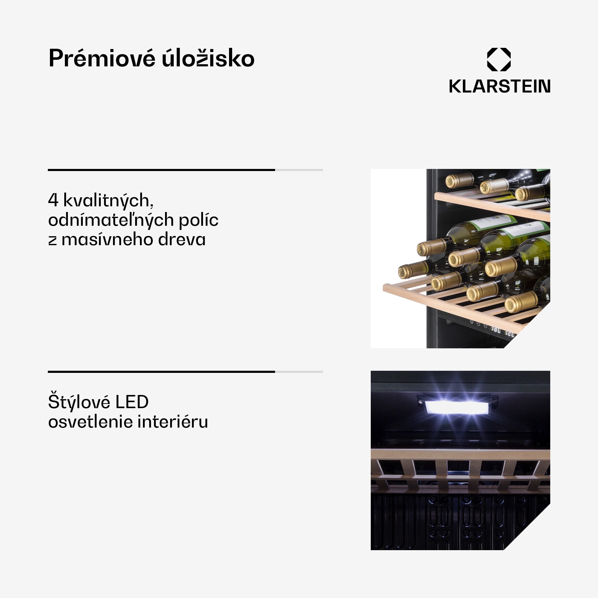 Klarstein Vinamour 45D, vinotéka, 118 l, 45 fliaš, 5–18°C, 2 zóny, nehrdzavejúca oceľ – Obrázok 4