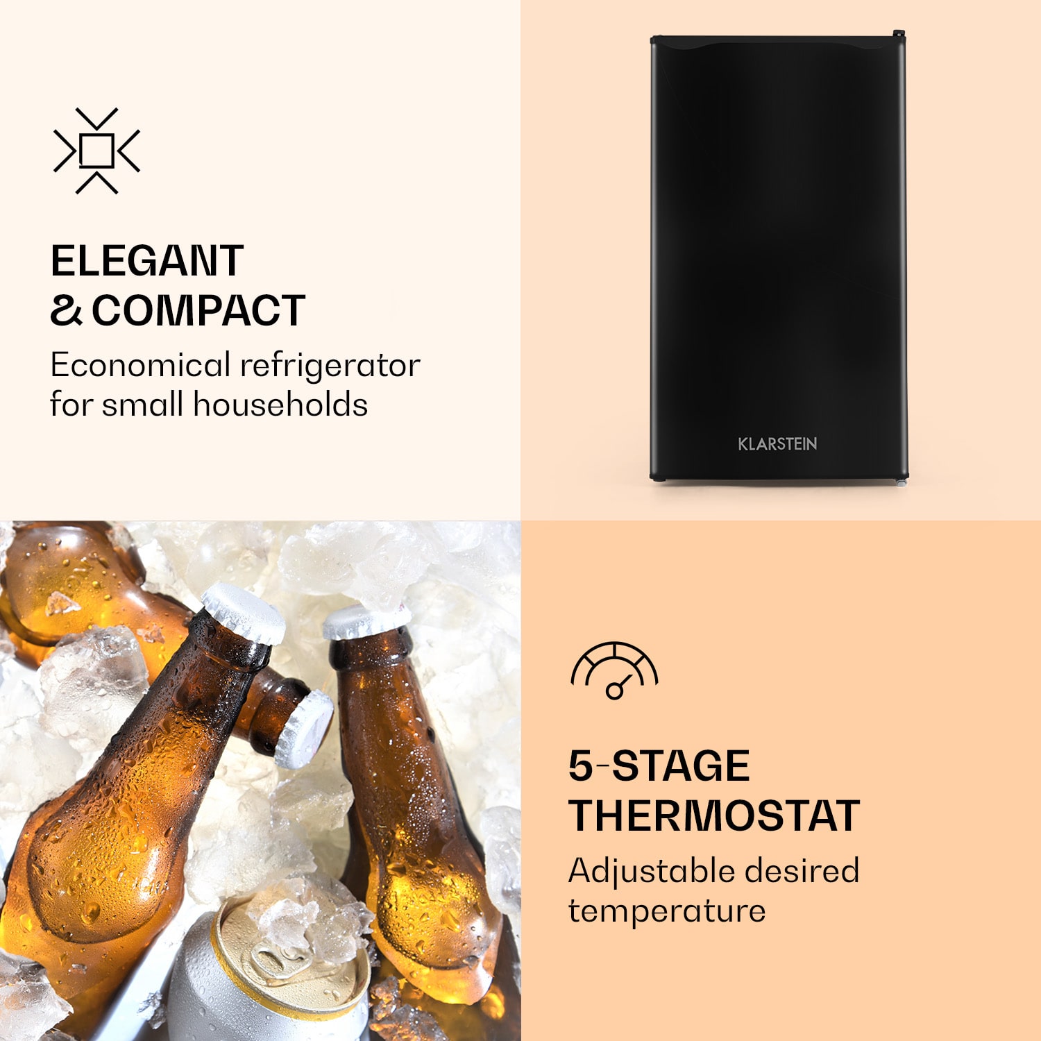 Klarstein Alleinversorger, chladnička, 91 l, energet. trieda F, 2 poschodia mraziaceho priečinku, čierna