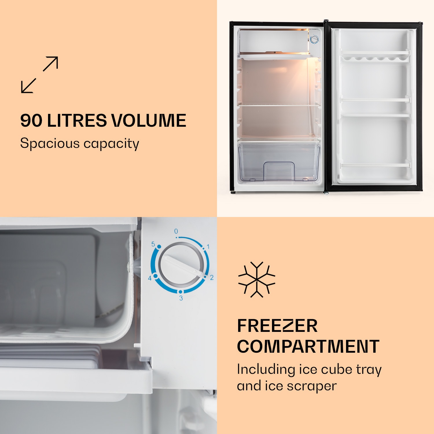 Klarstein Alleinversorger, chladnička, 91 l, energet. trieda F, 2 poschodia mraziaceho priečinku, čierna – Obrázok 2