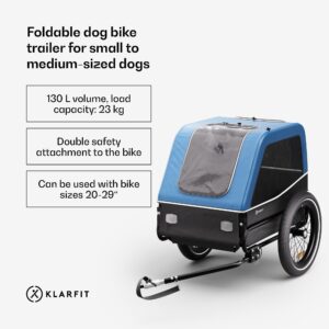 KLARFIT Goldie S, príves na bicykel pre psov, 130 l, pre malé/stredne veľké psy, polyesterová sieťovina, kryty okien
