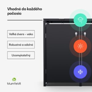 Blumfeldt BinSafe, box na odpadky, 2 odpadkové koše, 240 l, uzamykateľný, pozinkovaná oceľ odolná voči poveternostným vplyvom