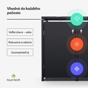 Blumfeldt BinSafe, box na odpadky, 3 odpadkové koše, 240 l, uzamykateľný, pozinkovaná oceľ odolná voči poveternostným vplyvom