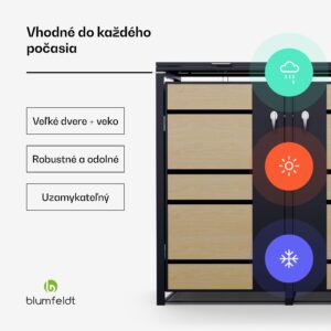 Blumfeldt BinSafe, box na odpadky, 3 odpadkové koše, 240 l, uzamykateľný, pozinkovaná oceľ odolná voči poveternostným vplyvom