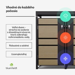 Blumfeldt BinSafe, box na odpadky, 3 odpadkové koše, 240 l, uzamykateľný, pozinkovaná oceľ odolná voči poveternostným vplyvom, výsadbová strecha