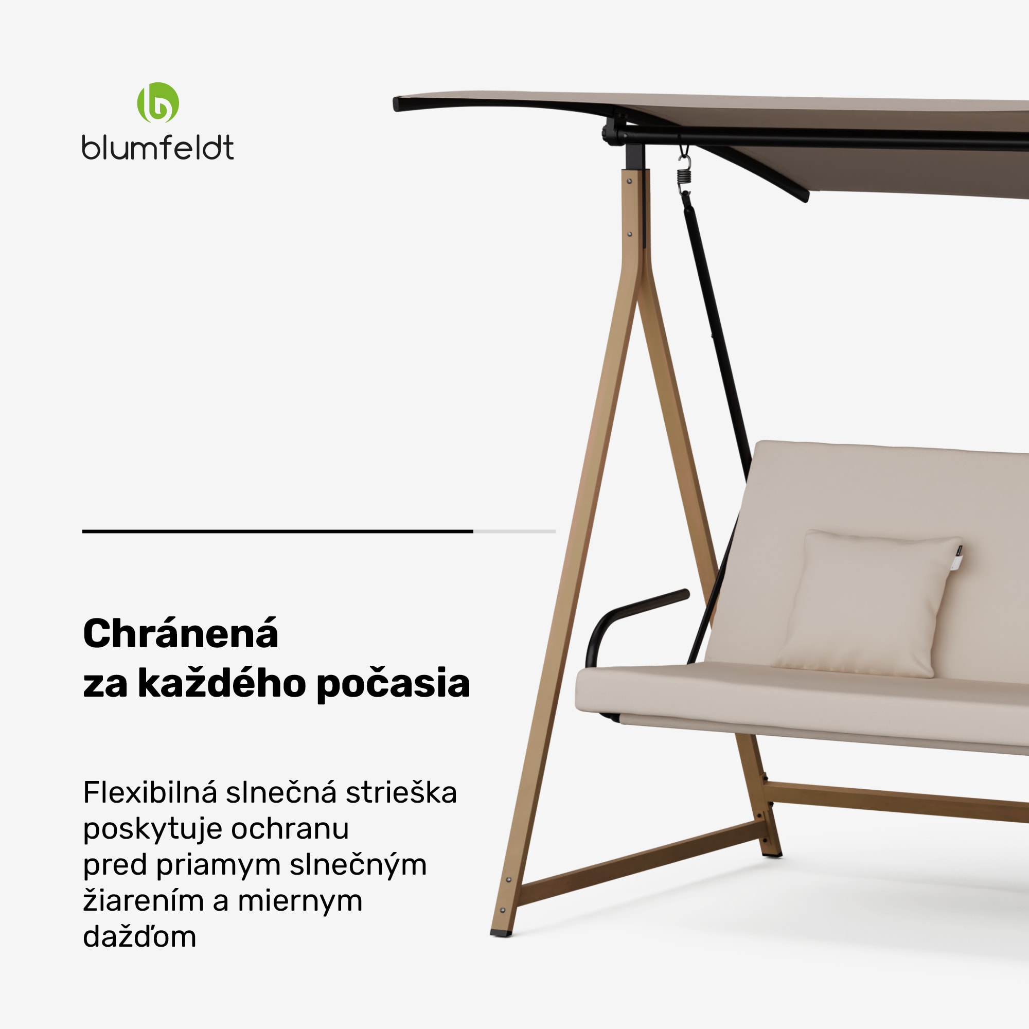 Blumfeldt ZenGrove, hollywoodska hojdačka, 3-miestna, individuálne nastaviteľná, oceľ s práškovou povrchovou úpravou, odolná voči poveternostným vplyvom – Obrázok 3